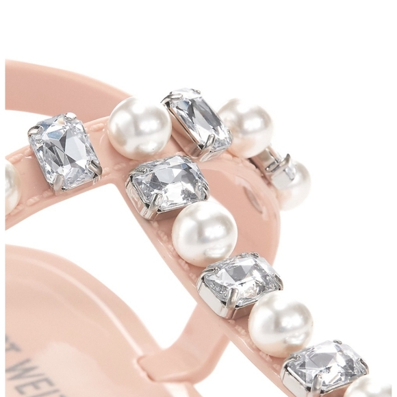 New Stuart Weitzman Goldie Jelly Crystal and Pearls Sandal - Picture 6 of 8